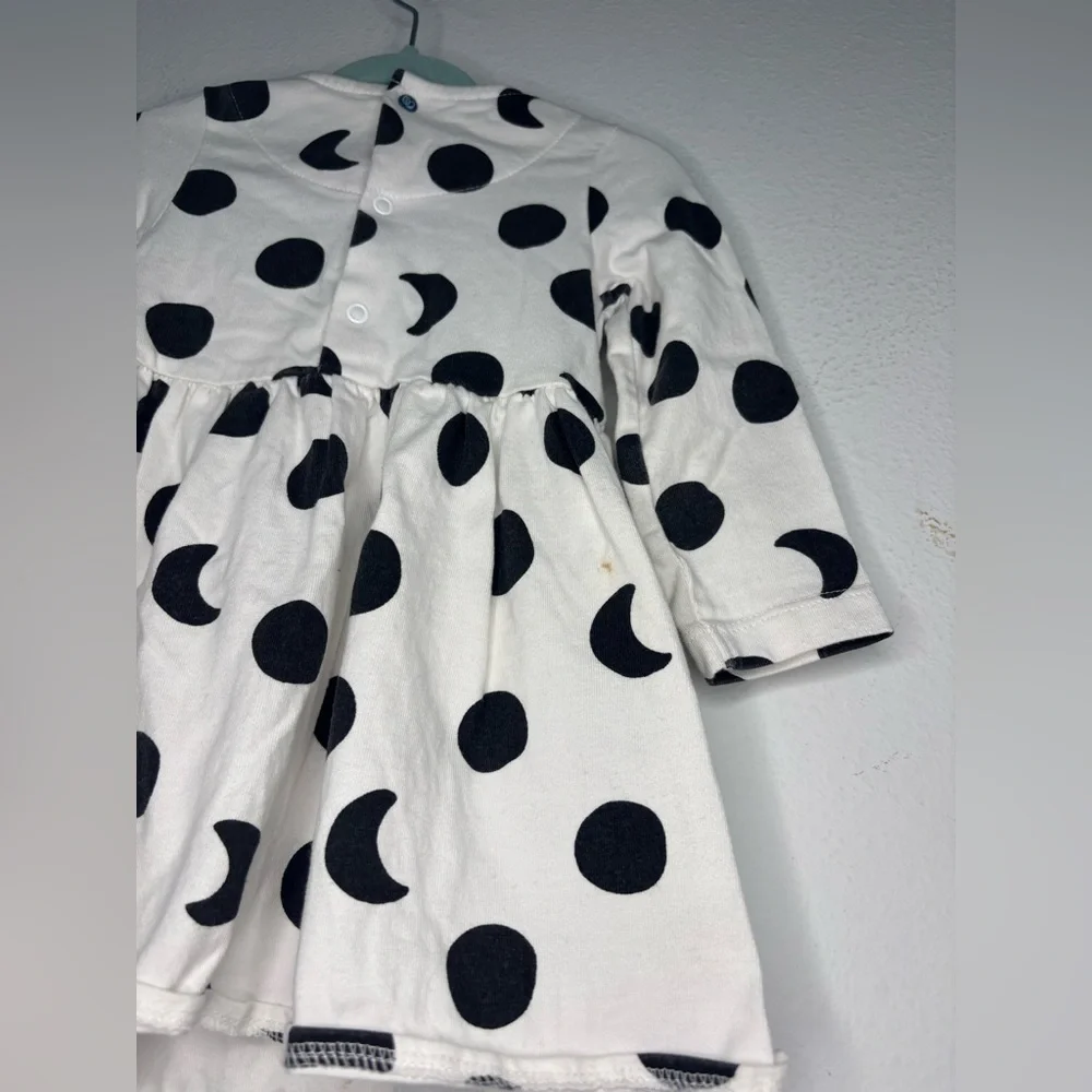 OLIVER & RAIN BLACK & WHITE POLKA DOT DREAM BIG BABY GIRLS DRESS SZ 12 MONTHS